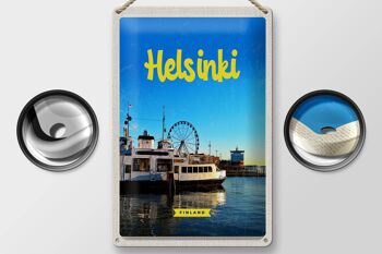 Panneau de voyage en étain, 20x30cm, Helsinki, finlande, bateau, grande roue 2