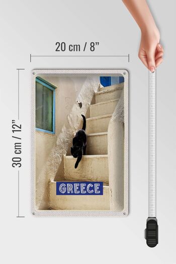 Panneau en étain voyage 20x30cm Grèce Grèce escaliers blancs chat 4