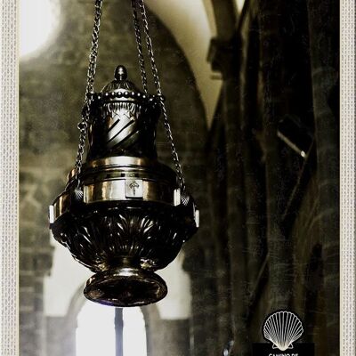 Targa in metallo da viaggio 20x30 cm Spagna Chiesa Lanterna Medioevo