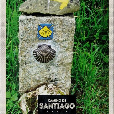 Targa in metallo da viaggio 20x30 cm Spagna Camino De Santiago Cammino di Santiago