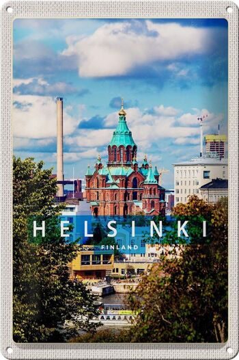 Panneau de voyage en étain, 20x30cm, église d'architecture d'Helsinki, finlande 1