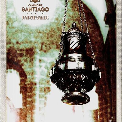Targa in metallo da viaggio 20x30 cm Spagna Lanterna Camino De Santiago