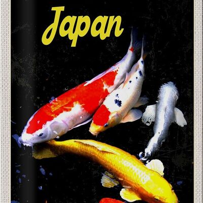 Targa in metallo da viaggio 20x30 cm Giappone Asia Koi pesce rosso oro bianco