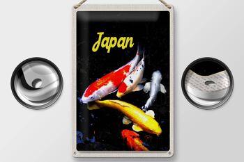 Plaque en tôle voyage 20x30cm Japon Asie Koi poisson rouge or blanc 2