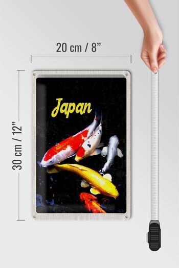 Plaque en tôle voyage 20x30cm Japon Asie Koi poisson rouge or blanc 4