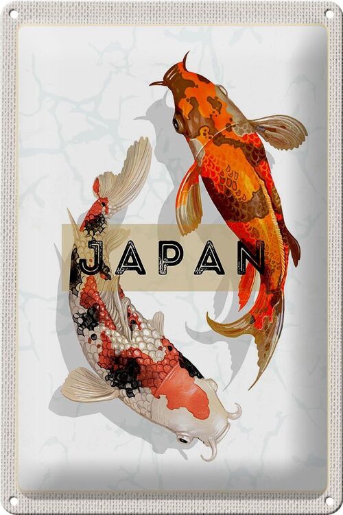 Blechschild Reise 20x30cm Japan Koi Fische Asien Urlaub Kunst