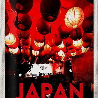 Targa in metallo da viaggio 20x30 cm Lanterna rossa ristorante Giappone Asia