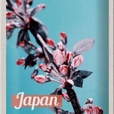 Cartel de chapa de viaje, 20x30cm, Japón, Asia, flores, árbol, brotes, vacaciones