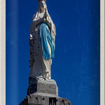 Targa in metallo da viaggio 20x30 cm Francia Lourdes scultura in oro bianco