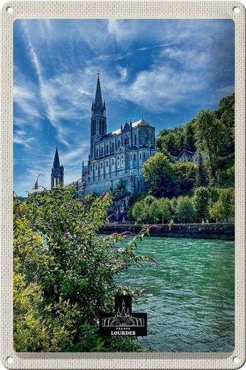 Plaque en tôle voyage 20x30cm France Lourdes mer église Nature 1