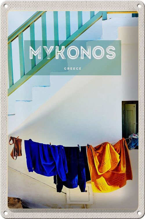 Blechschild Reise 20x30cm Griechenland Greece Mykonos Gebäude