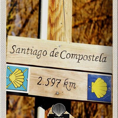 Cartel de chapa viaje 20x30cm España Santiago de Compostela vacaciones