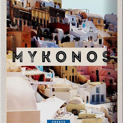 Cartel de chapa de viaje 20x30cm Grecia Mykonos Grecia vacaciones