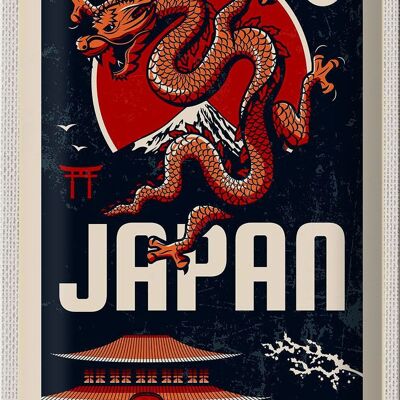 Cartel de chapa de viaje, 20x30cm, Japón, Asia, arquitectura, viaje del dragón