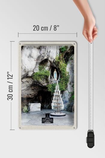 Plaque en tôle voyage 20x30cm France Lourdes Jesud bougies Nature 4