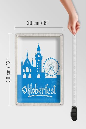 Plaque en tôle voyage 20x30cm Munich Oktoberfest grande roue bleu 4