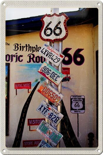 Panneau en étain voyage 20x30cm, USA, Amérique, US Highway Route 66 1