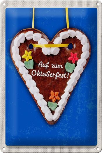 Plaque en tôle voyage 20x30cm Coeur en pain d'épices Oktoberfest de Munich 1