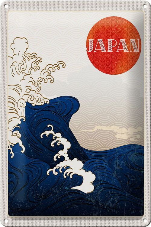 Blechschild Reise 20x30cm Japan Asien Wellen Meer Flut Urlaub