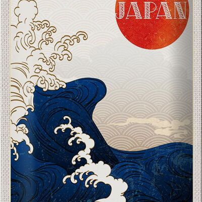 Cartel de chapa de viaje, 20x30cm, Japón, Asia, olas, mar, inundaciones, vacaciones