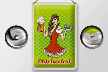 Panneau en étain voyage 20x30cm, Munich Oktoberfest femme Dirndl bière 2