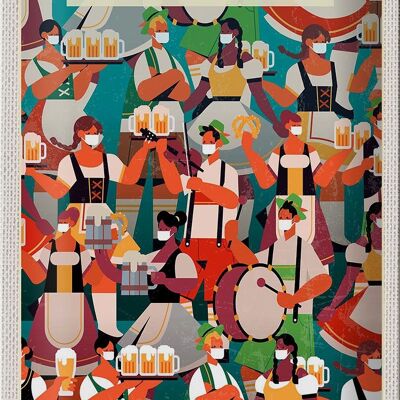 Plaque en tôle voyage 20x30cm Tambour à bière Munich Oktoberfest