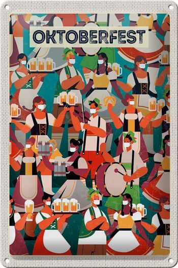 Plaque en tôle voyage 20x30cm Tambour à bière Munich Oktoberfest 1