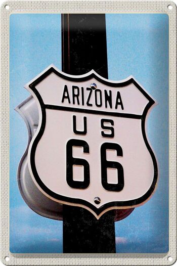 Signe en étain voyage 20x30cm, Amérique USA Arizona Road Route 66 1