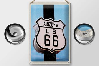 Signe en étain voyage 20x30cm, Amérique USA Arizona Road Route 66 2