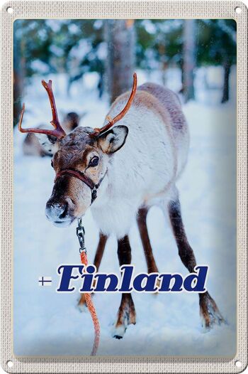 Panneau de voyage en étain, 20x30cm, forêt de cerfs de finlande, neige froide 1