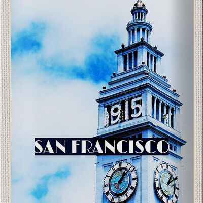 Blechschild Reise 20x30cm San Francisco Gebäude USA Flagge Turm