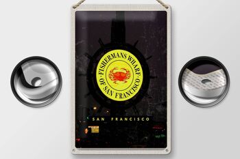 Panneau de voyage en étain, 20x30cm, San Francisco, USA, Fischermans Wharf Night 2