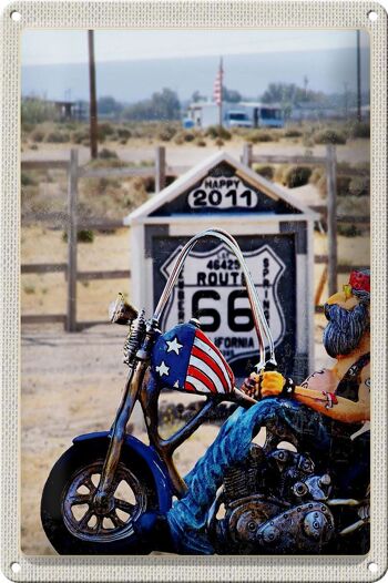 Panneau en étain voyage 20x30cm, Amérique Route 66 Biker California 1