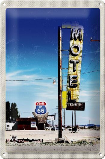 Signe en étain voyage 20x30cm, Amérique USA Route 66 Motel Désert 1