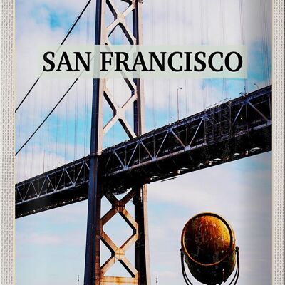 Targa in metallo da viaggio 20x30 cm San Francisco Alcatraz Bridge Sea