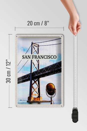 Panneau en étain voyage 20x30cm, San Francisco, pont d'alcatraz, mer 4