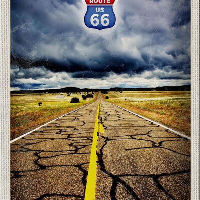 Targa in metallo da viaggio 20x30 cm America USA Route 66 Street Thunderstorm