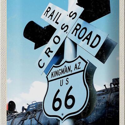 Cartel de chapa de viaje, 20x30cm, América, ruta 66, Kingman, AZ Crossing