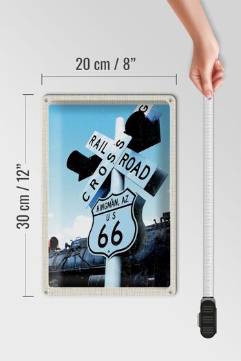 Signe en étain voyage 20x30cm, Amérique Route 66 Kingman AZ Crossing 4