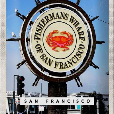 Cartel de chapa de viaje 20x30cm San Francisco EE. UU. Fischermans Wharf