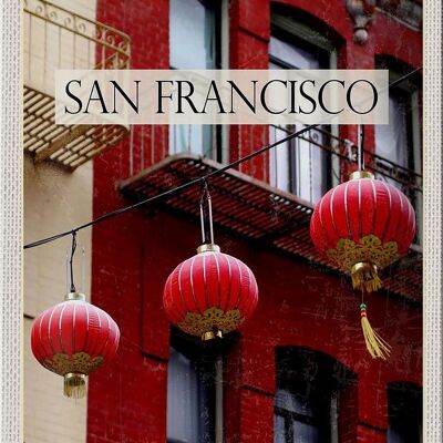 Blechschild Reise 20x30cm San Fransico Amerika rot China Town