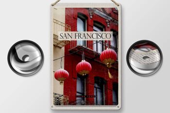 Plaque en tôle voyage 20x30cm San Francisco America rouge China Town 2