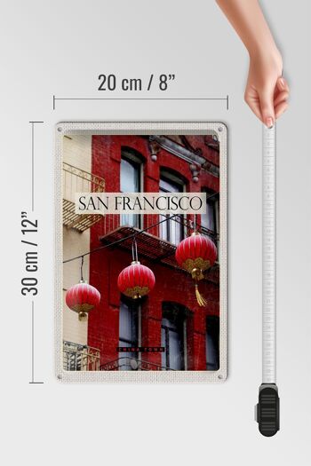 Plaque en tôle voyage 20x30cm San Francisco America rouge China Town 4