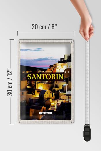 Plaque en tôle voyage 20x30cm Santorin vue nocturne de la ville 4