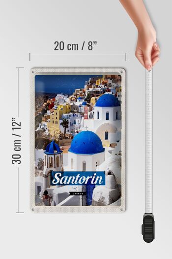 Plaque en tôle voyage 20x30cm Santorin Grèce ville blanc bleu 4
