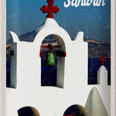 Blechschild Reise 20x30cm Santorini Greece Meer weiß blau Urlaub