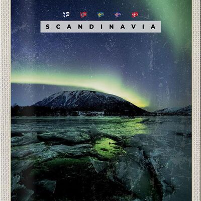 Cartel de chapa de viaje, 20x30cm, Escandinavia, naturaleza, hielo, montañas, nieve