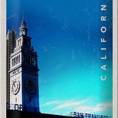 Blechschild Reise 20x30cm San Francisco Californien Uhr Turm