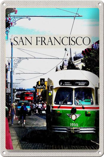 Signe en étain voyage 20x30cm, tramway pour personnes de San Francisco 1