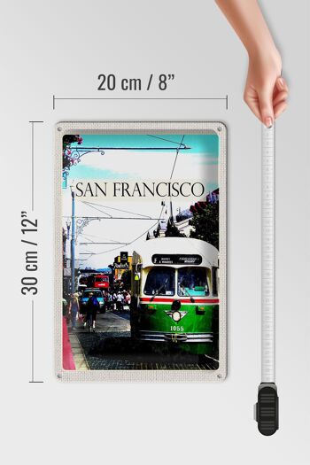 Signe en étain voyage 20x30cm, tramway pour personnes de San Francisco 4